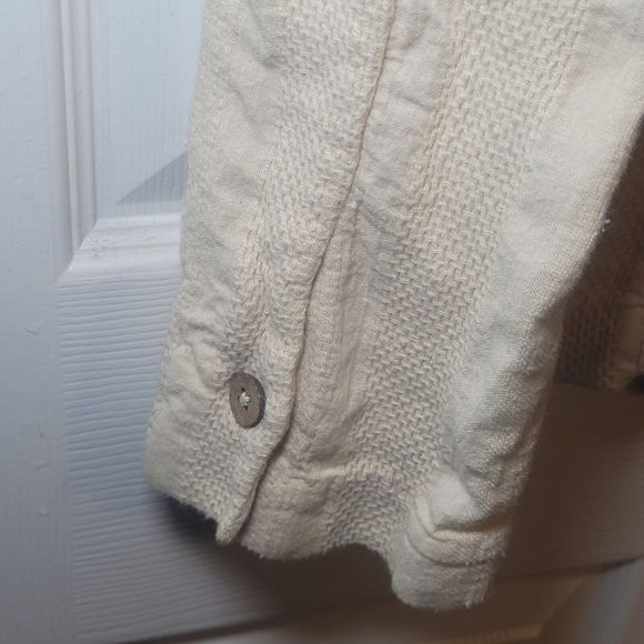 Free People‎ XS Beige Cotton Linen Blend Cardigan Cottagecore Countrycore Boho - Picture 7 of 8